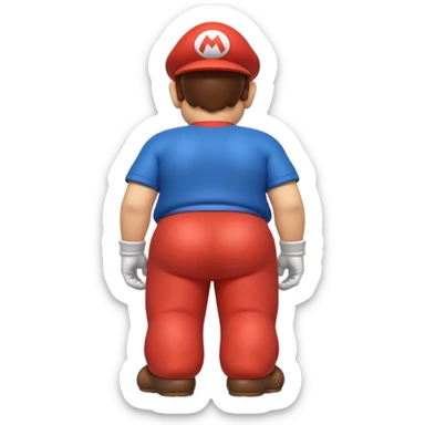 back view of super mario with huge massive buttcheeks  sticker