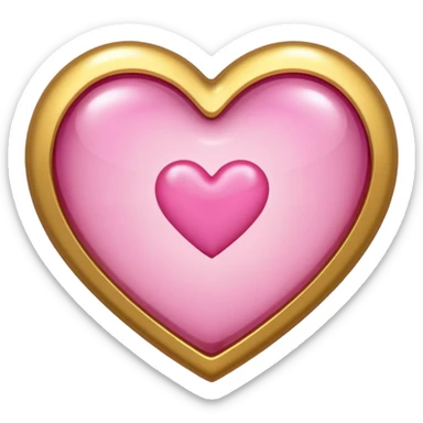 gold heart with one mini pink heart inside of it  sticker