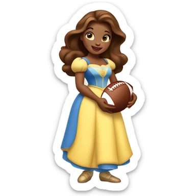 Disney princess Belle wearing holding a football sticker