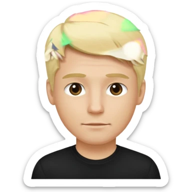 Create a man standing still, doing nothing, with blond hair and a black shirt, in iOS 18 style.” sticker