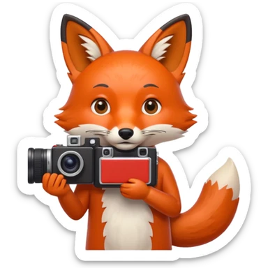red fox white camera sticker