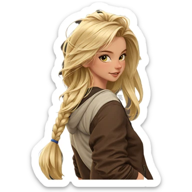 blonde girl on outdoor stairs sticker