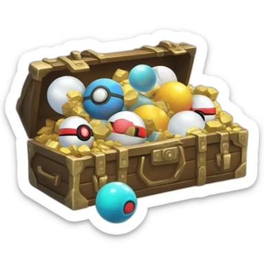 Pokemon Game LootCase White Color Rich Treasure Legendary Epic Pokeballs and Pokemons Inside sticker