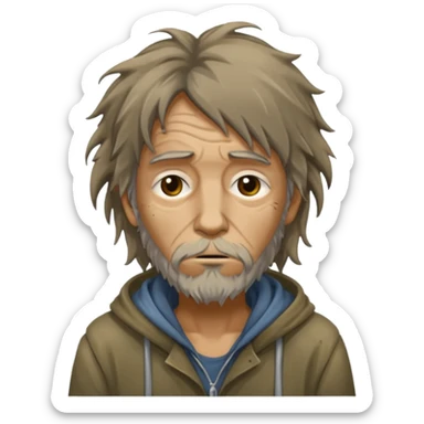 very dirty looking homeless person very very dirty and smelly looking face only sticker