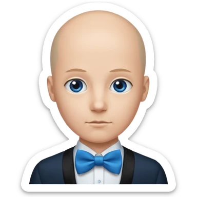Bald with blue bow tie, balck dress sticker