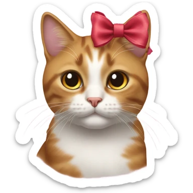 Cat with a bow in her hair sticker