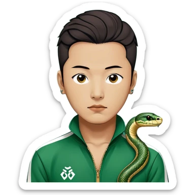 Jang Deok-su , Age: Late 30s
Appearance: A large, have a tattoo of a snake on his neck.
Outfit: Green player tracksuit sticker