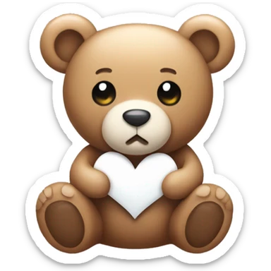 teddy bear with a white heart in his hands and a bow in its hair/ear sticker