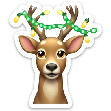 deer with christmas lights sticker