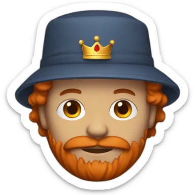Man with red beard crown bucket hat sticker