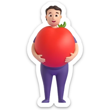pregnant man with tomato belly sticker