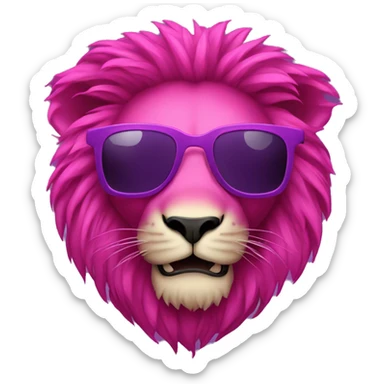 Fuchsia purple lion with sunglasses  sticker