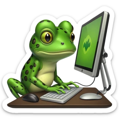 frog png with desktop computer works deeply sticker