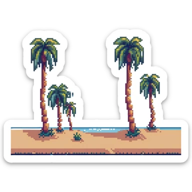 desert oasis with palm trees sticker