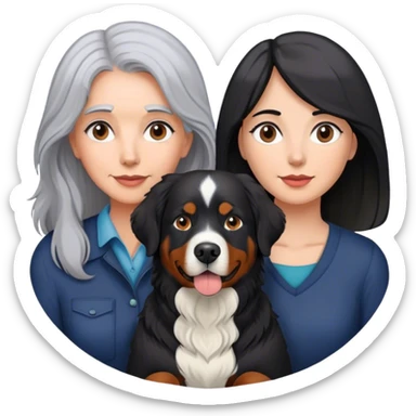 One Gray hair Woman with Bernese mountain dog and black lab sticker