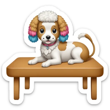 caniche blanco en peluqueria canina sticker