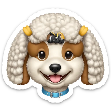 Make me a poodle dog with a smile with brackets  sticker