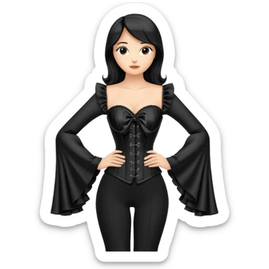 Black corset top with long bell sleeves  sticker