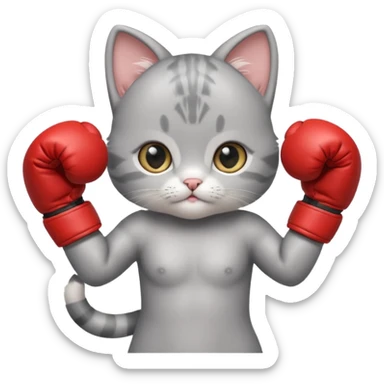 Cute Gray baby girl kitten boxing  sticker