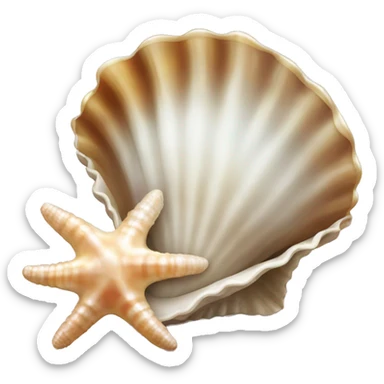Sea shell with pearl sticker