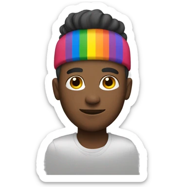 Gay man with a pride flag sticker