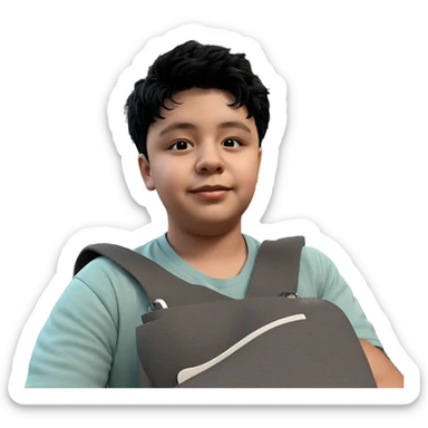 boy with black hair indoors sticker