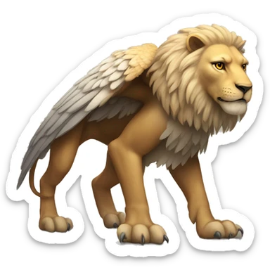 a legendary creature with the body, tail, and back legs of a lion, the head and wings of an eagle, and bird claws on the front legs sticker