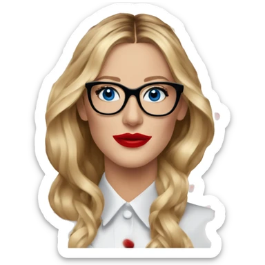 Blake lively blue eyes and black glasses with red lips sticker