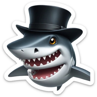 Shark with a top hat sticker
