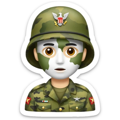 A soldier that there face is paint like camouflage like the army uniform sticker