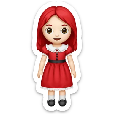 Toy ragdoll in red dress  sticker