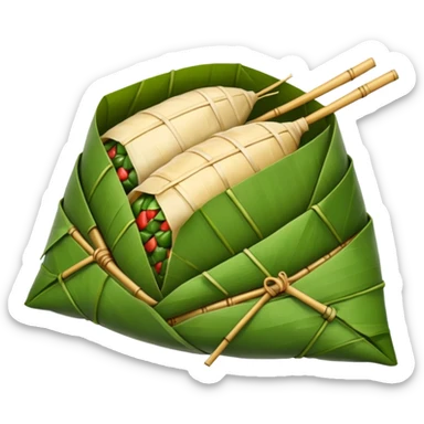 zongzi, cut open to show sticky rice filling sticker