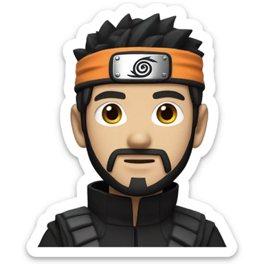 Naruto With Black hair and Black beard , Black Ninja jacket sticker