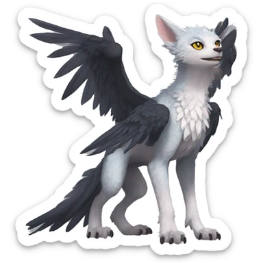 Anthro cool edgy Trico winged animal hybrid full body sticker