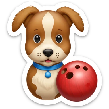 bowling skittle with puppy head on top sticker