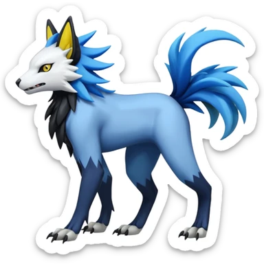 Feral Quadrupedal Digitigrade Luxray-Silvally-Absol-Renamon-Manectric-fusion-hybrid-creature, full body  sticker