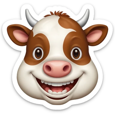 cow smiling widely showing big teeth sticker