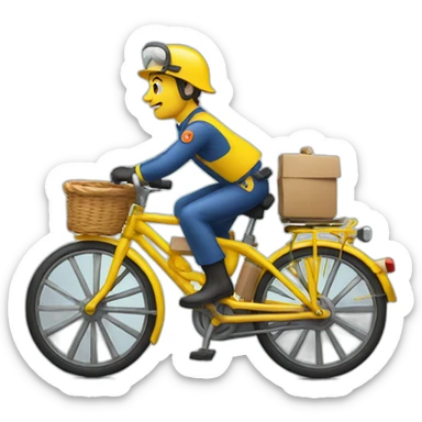 french postman on a yellow bike sticker