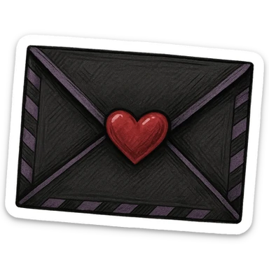 emo style  envelope with a heart seal, no background sticker