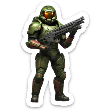 Doom slayer with shotgun sticker