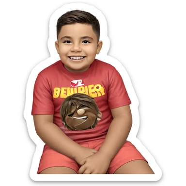 smiling boy in car interior sticker