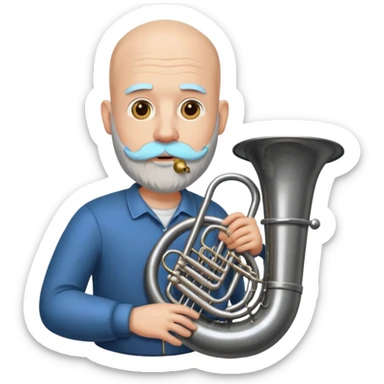 große Tuba, von glatzköpfigen graubärtigem Mann gespielt sticker