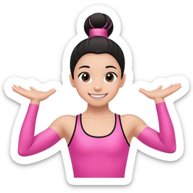 "A gymnast in black and minimal pink outfit with a smile and a look of surprise (normal skin) sticker