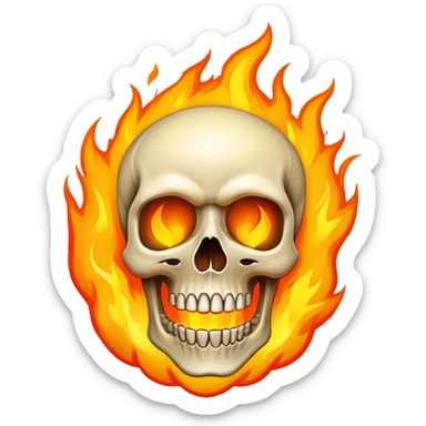 Combine the iPhone skull emoji and the fire emoji sticker