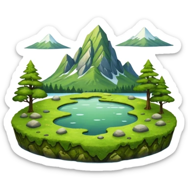 lake with moss on top with surrounding scenery sticker