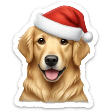 golden retriever with santa hat sticker