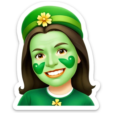 A person wearing green says feliz día de san patricio sticker
