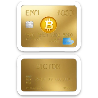 golden creditcard with bitcoin logo sticker