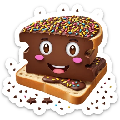 hagelslag-cinematic-realistic-hagelslag-treat-emoji,-depicted-as-crunchy-chocolate-sprinkles-scattered-on-a-slice-of-buttered-bread,-rendered-with-vivid-textures-and-playful,-inviting-lighting. sticker
