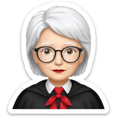 An older woman with glasses and white hair, in a red tie and black cape (might resemble Professor McGonagall). sticker